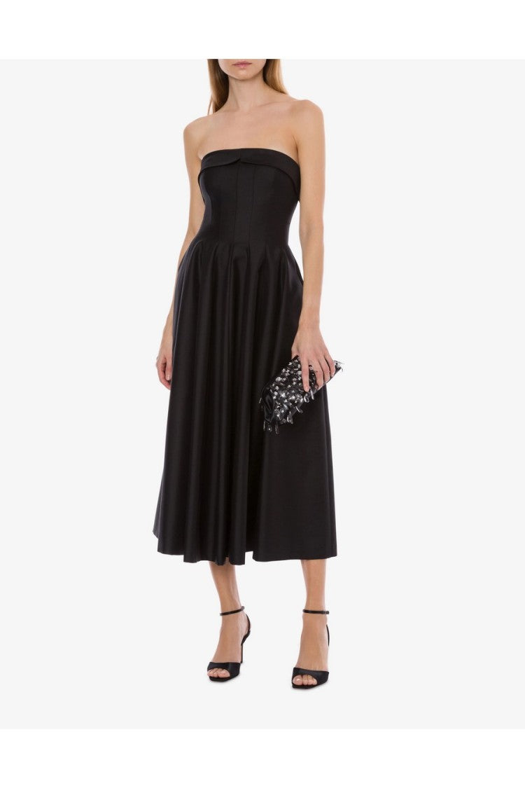 Alberta Ferretti Black Crepe Midi Dress