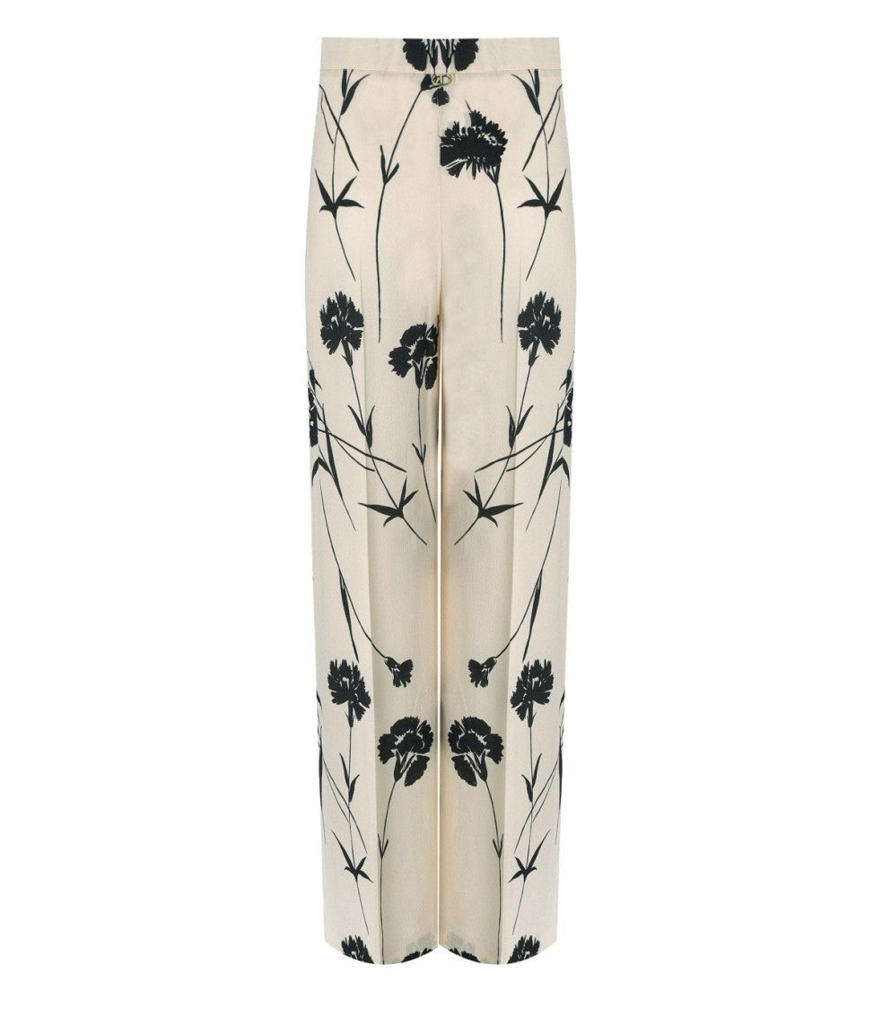 Twin-Set Cream Floral Wide Leg Pants