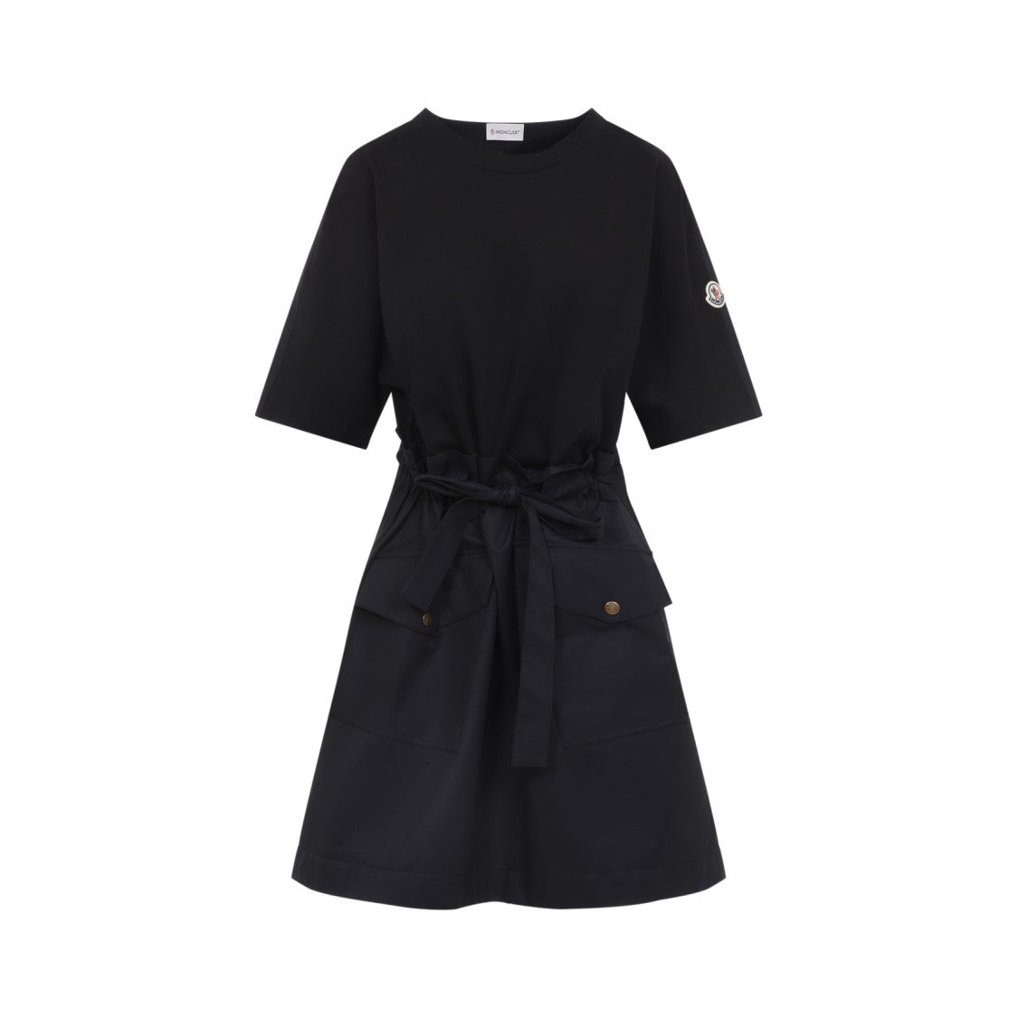 Moncler Short Black Dress With Cinched Waist