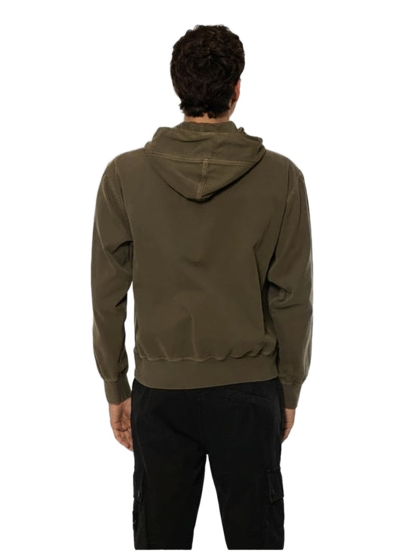 Stone Island Brown Zip-Up Hoodie With Distinctive Patch