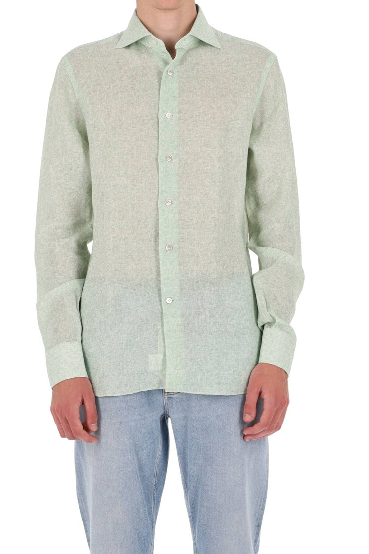 Borriello Green Melange Linen Shirt