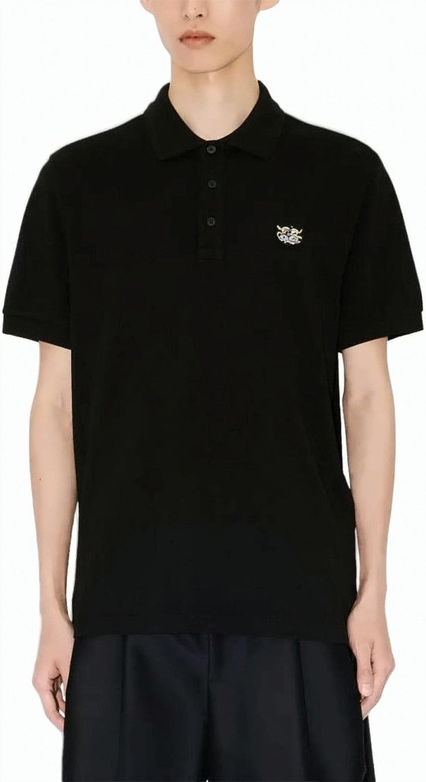 Kenzo Black Polo Shirt With Embroidered Logo