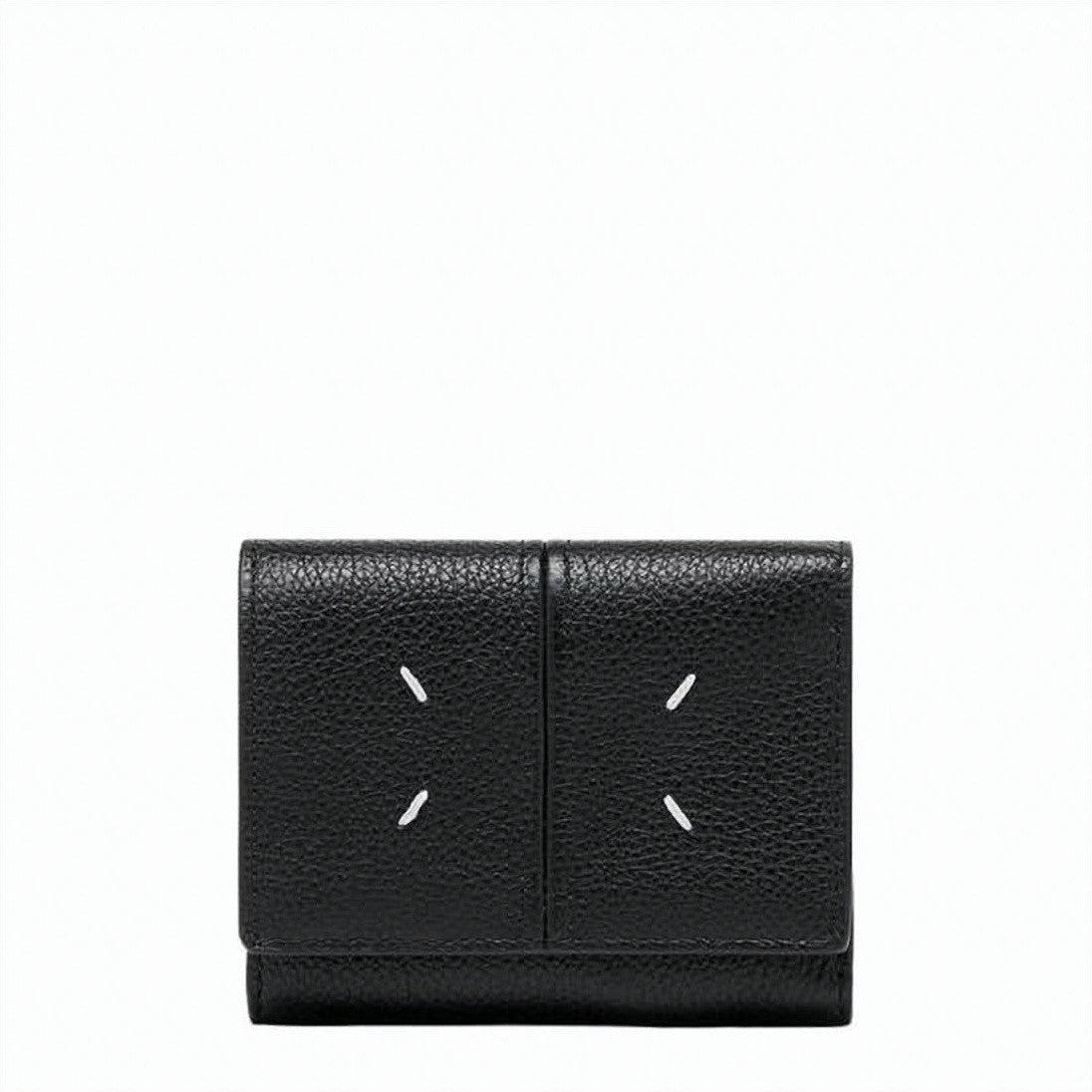 Maison Margiela Textured Calf Leather Tri-Fold Wallet With Distinctive Stitching