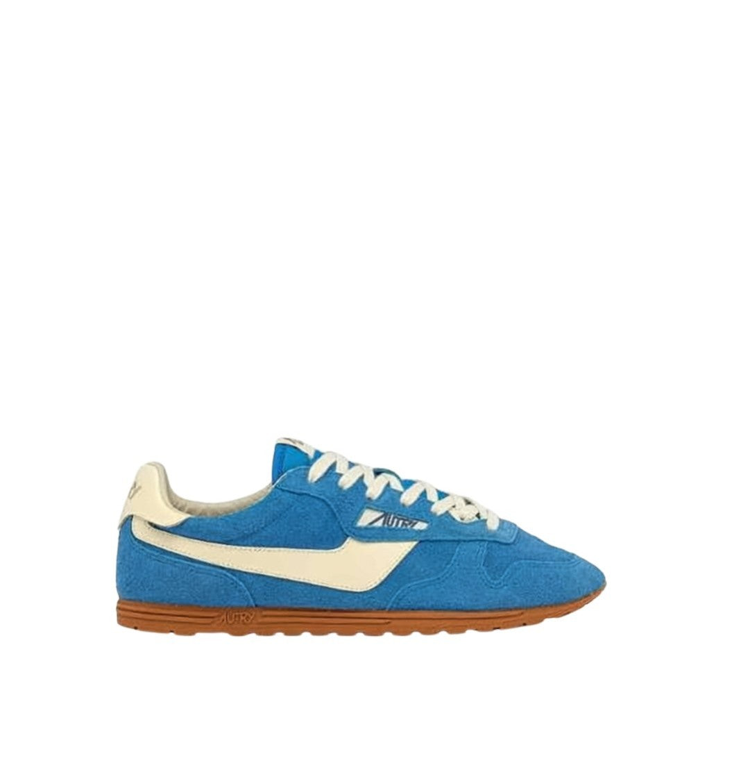 Autry Vibrant Blue Suede Sneakers With Cream Accents