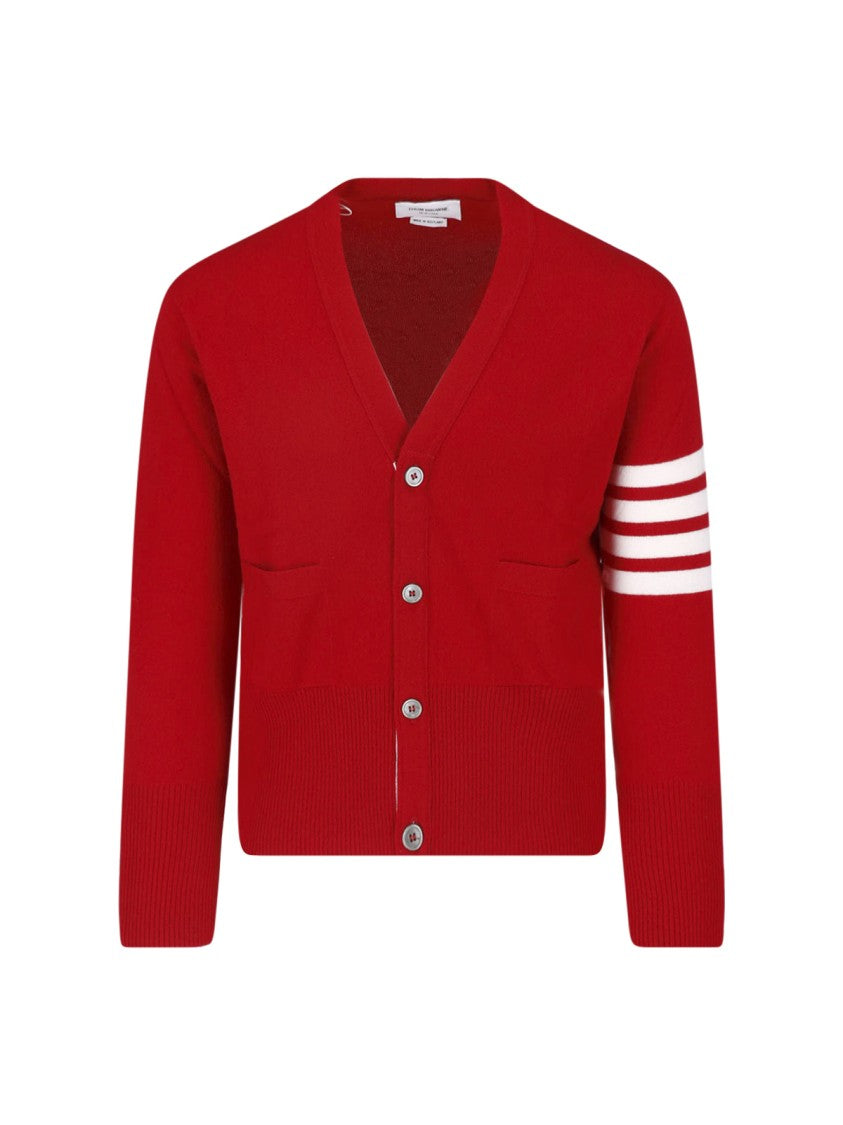 Thom Browne Red 4-Bar Cashmere Cardigan