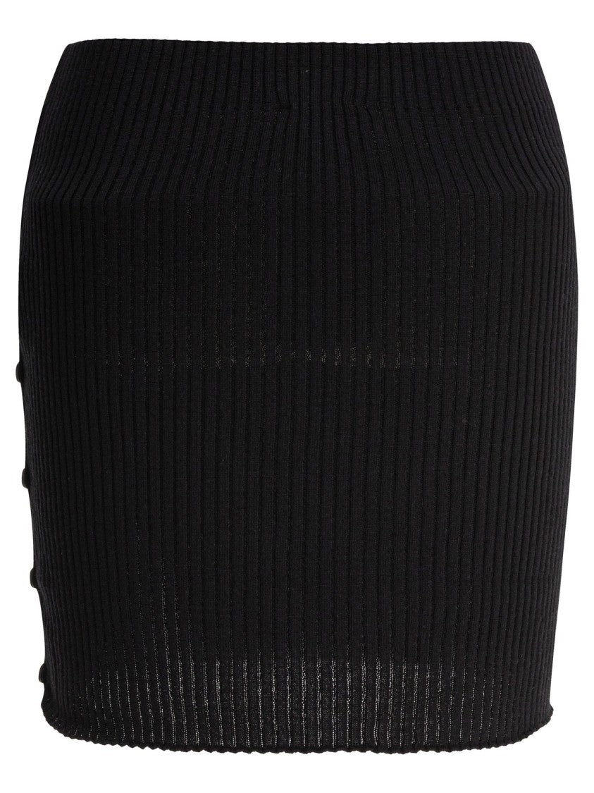 Courrèges Ribbed Knit Skirt With Button Detail