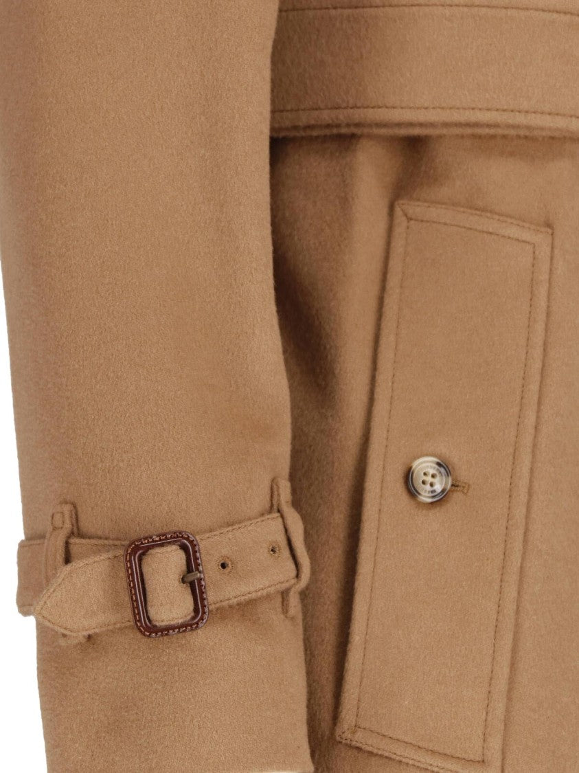 Burberry Brown Kensington Cashmere Belted Trench Coat