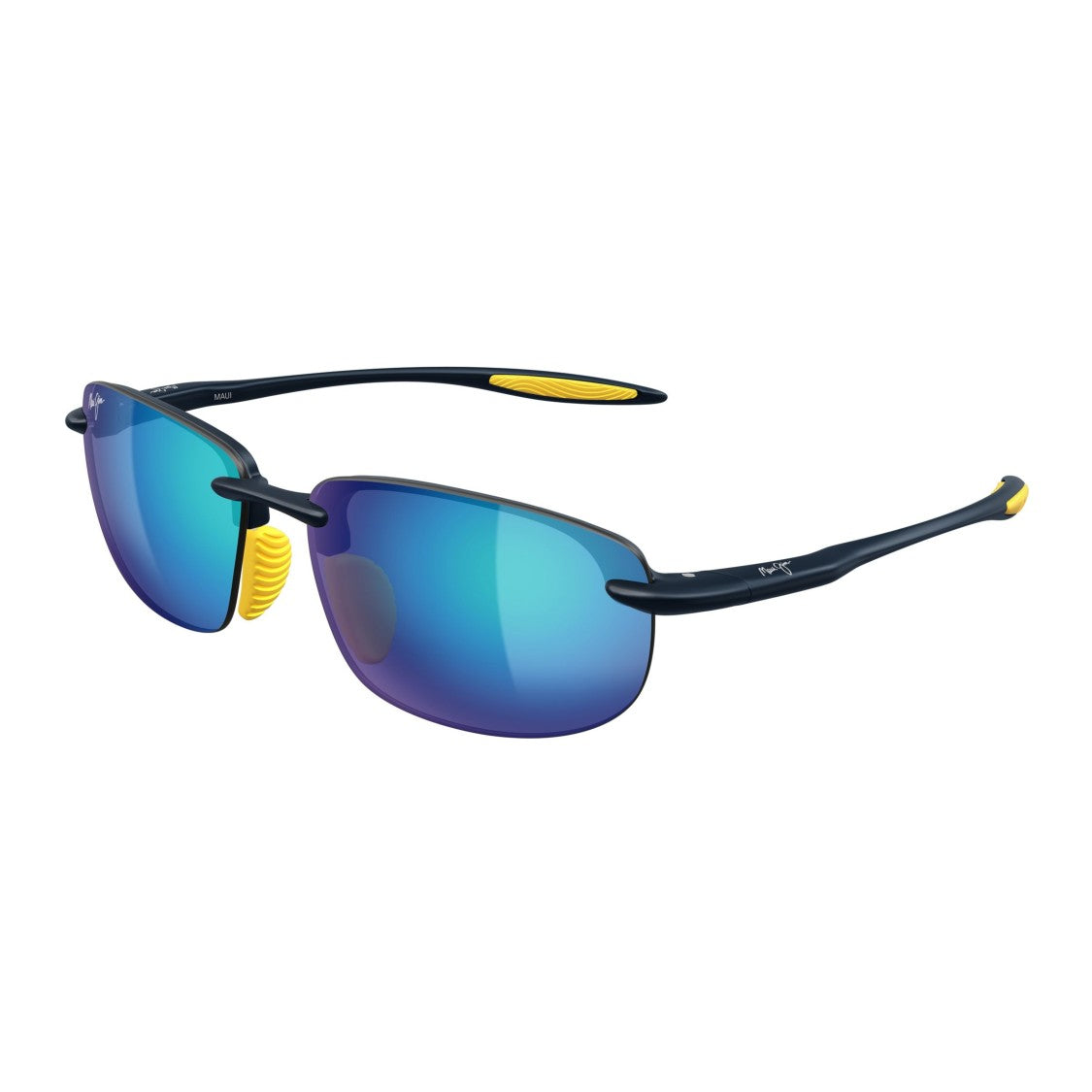 Maui Jim Hookipa Ultra Af Rimless Rectangular Sunglasses With Blue Mirrored Lenses