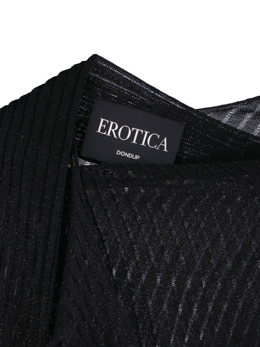 Dondup Black Viscose Knit Ribbed Jumpsuit