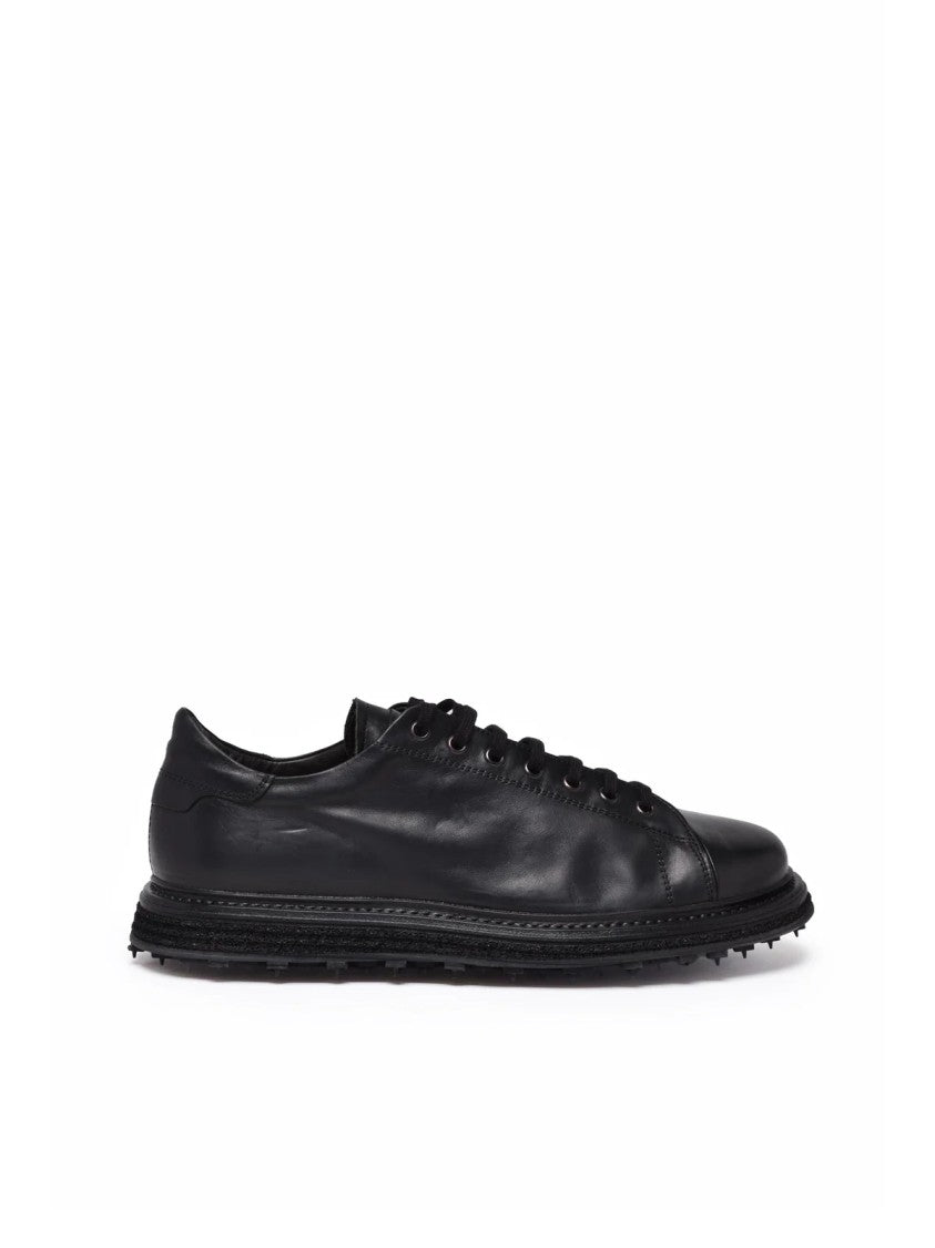 Shoto Black Leather Minimalist Sneakers