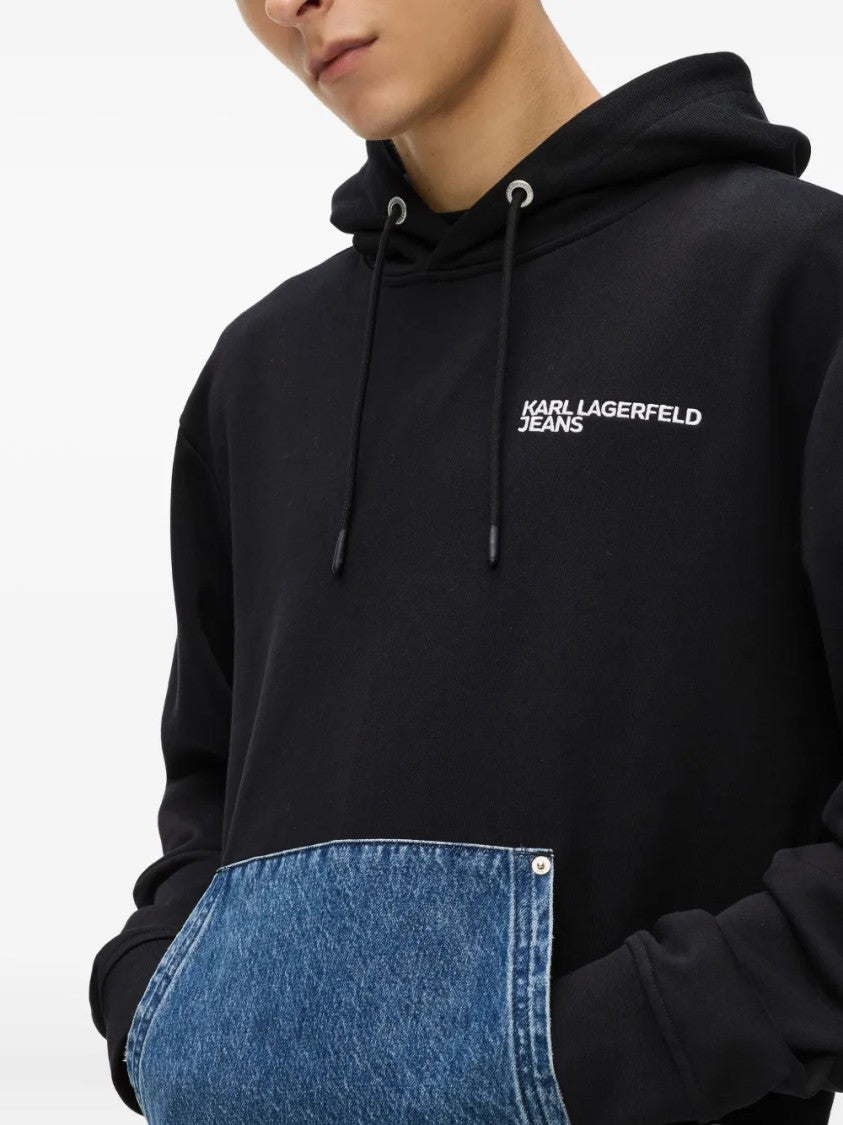 Karl Lagerfeld Hooded Sweatshirt With Denim Patch Pocket