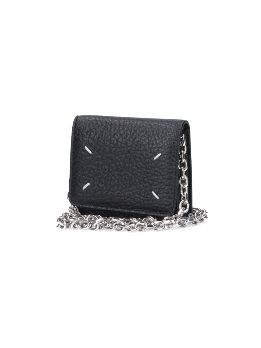 Maison Margiela Textured Hammered Leather Wallet With Distinctive Stitching
