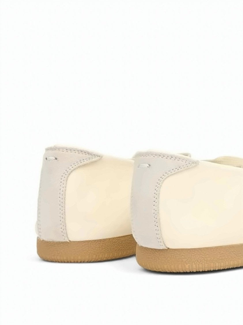 Maison Margiela Low-Profile Sneakers With Lace-Up Design In Neutral Tones