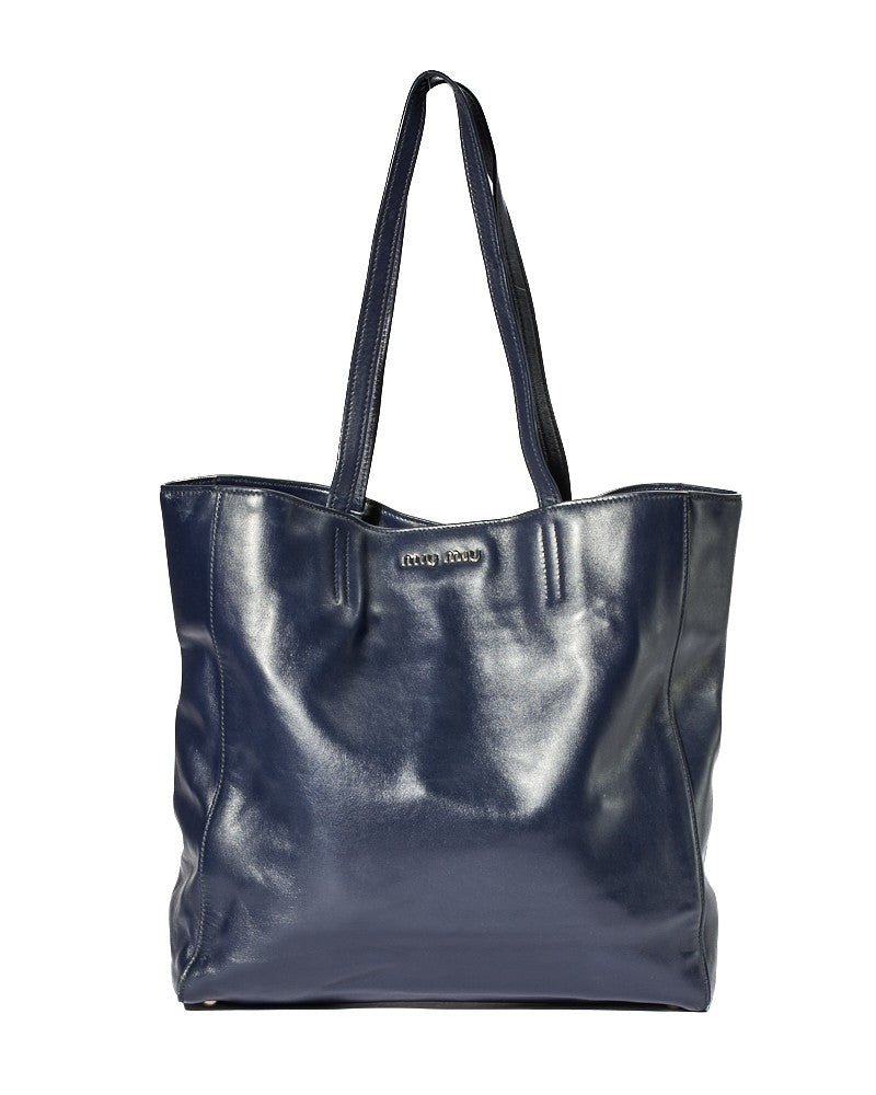 Miu Miu Vertical Medium Blue Shopper