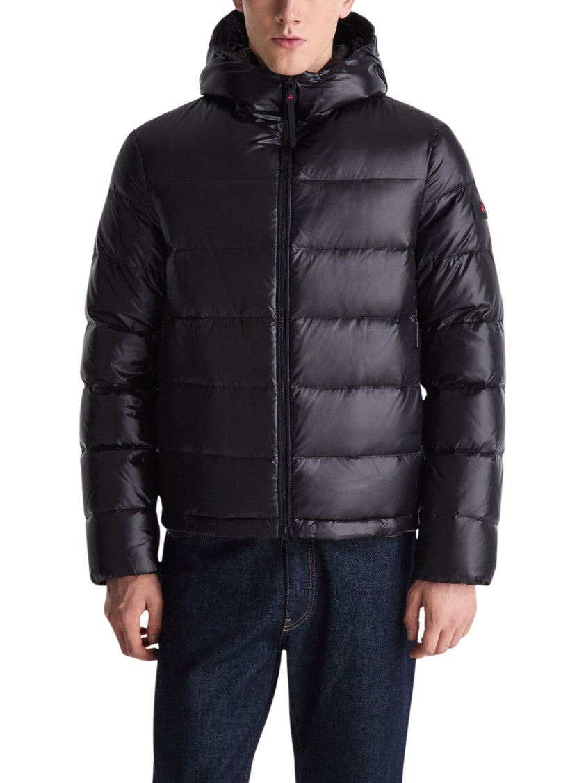 Peuterey Shiny Quilted Hooded Nylon Down Jacket