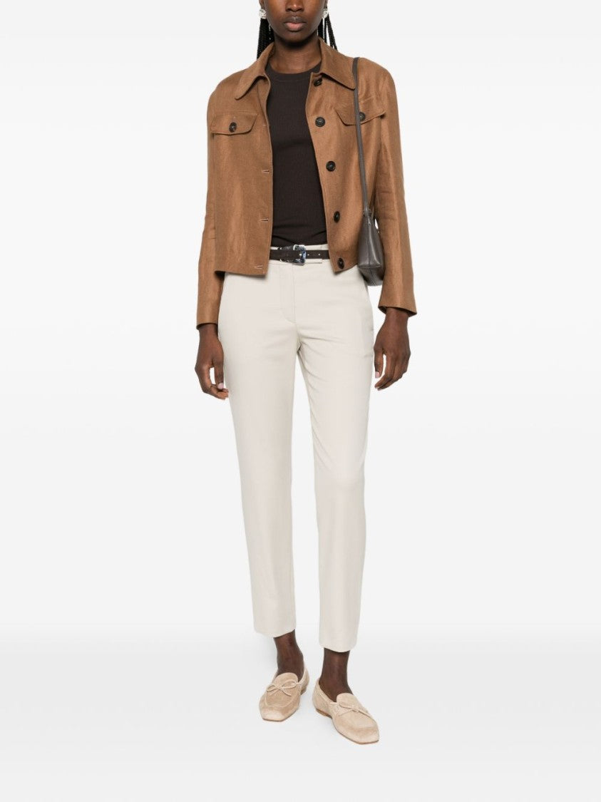 Brunello Cucinelli White Side Gusset Pockets Cotton Straight-Leg Pants