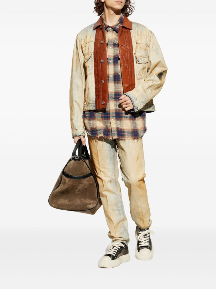 Dsquared2 Beige Plaid Casual Shirt