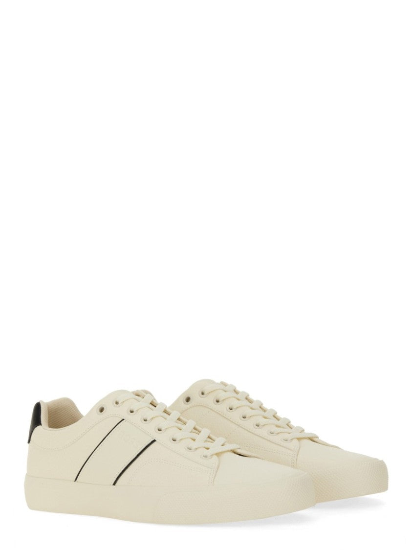 Boss Low-Top Leather Sneakers With Contrasting Stripes