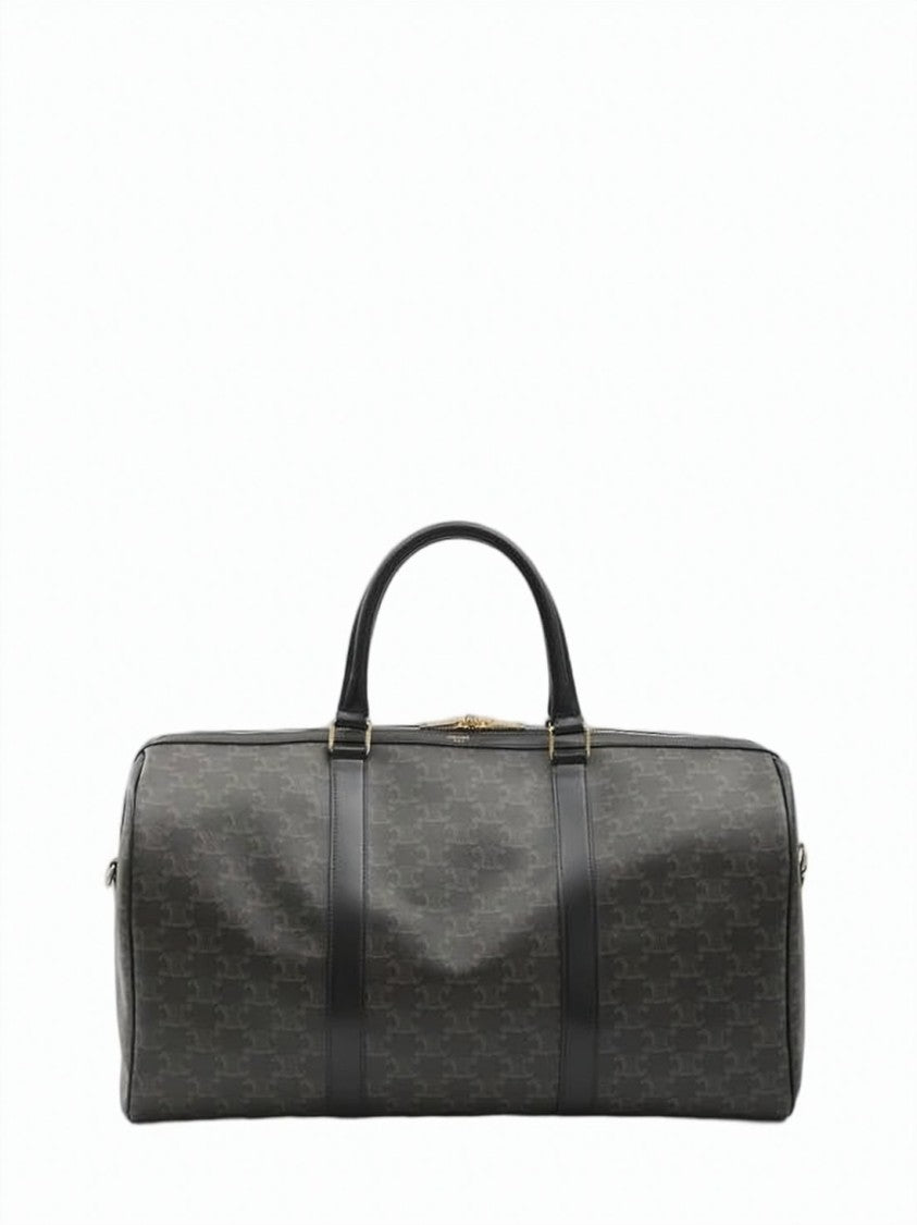 Celine Black Calf Leather And Canvas Shoulder Bag