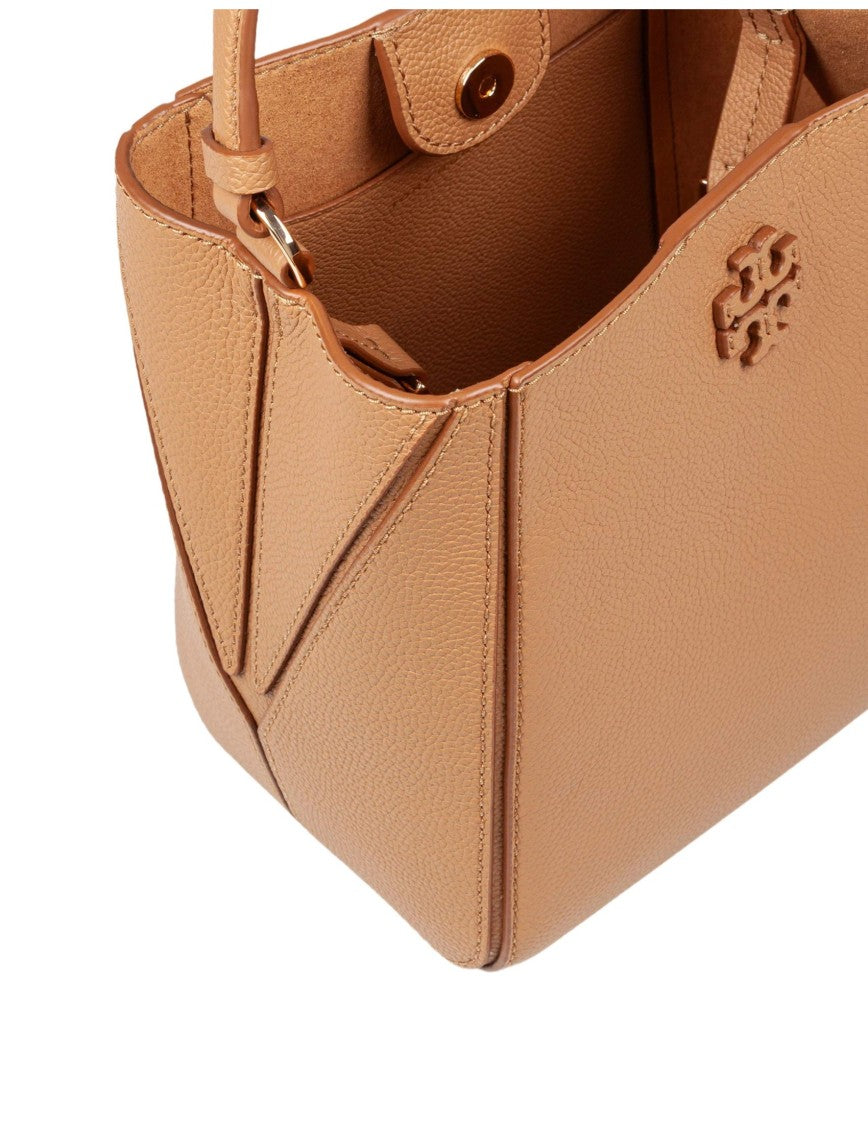 Tory Burch Mcgraw Small Leather Bucket Bag, Tiramisu Color