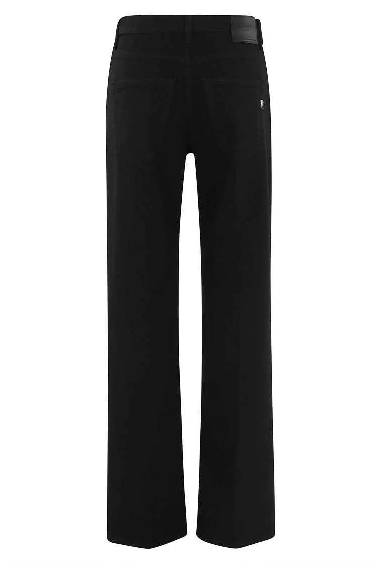 Dondup Black Jacklyn Low-Waist Cotton-Blend Wide-Leg Jeans