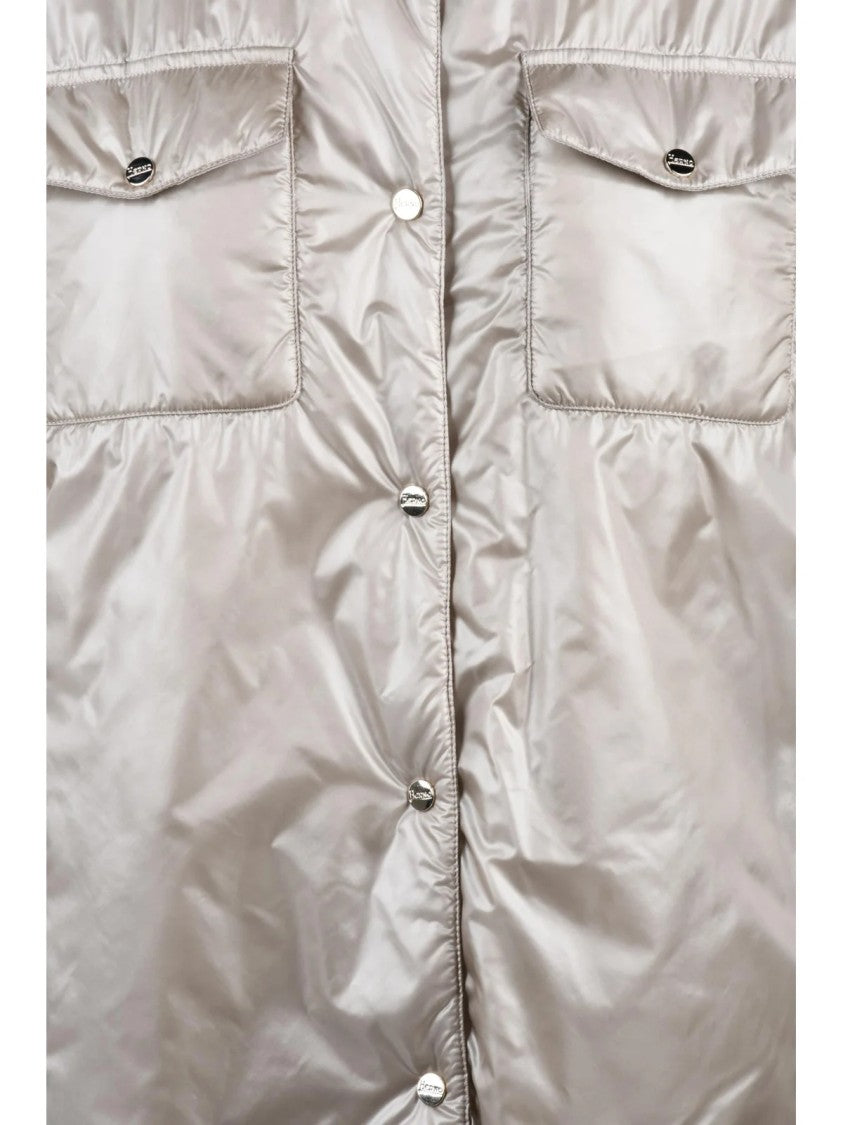 Herno Beige Padded Jacket With Snap Button Closure And Relaxed Fit