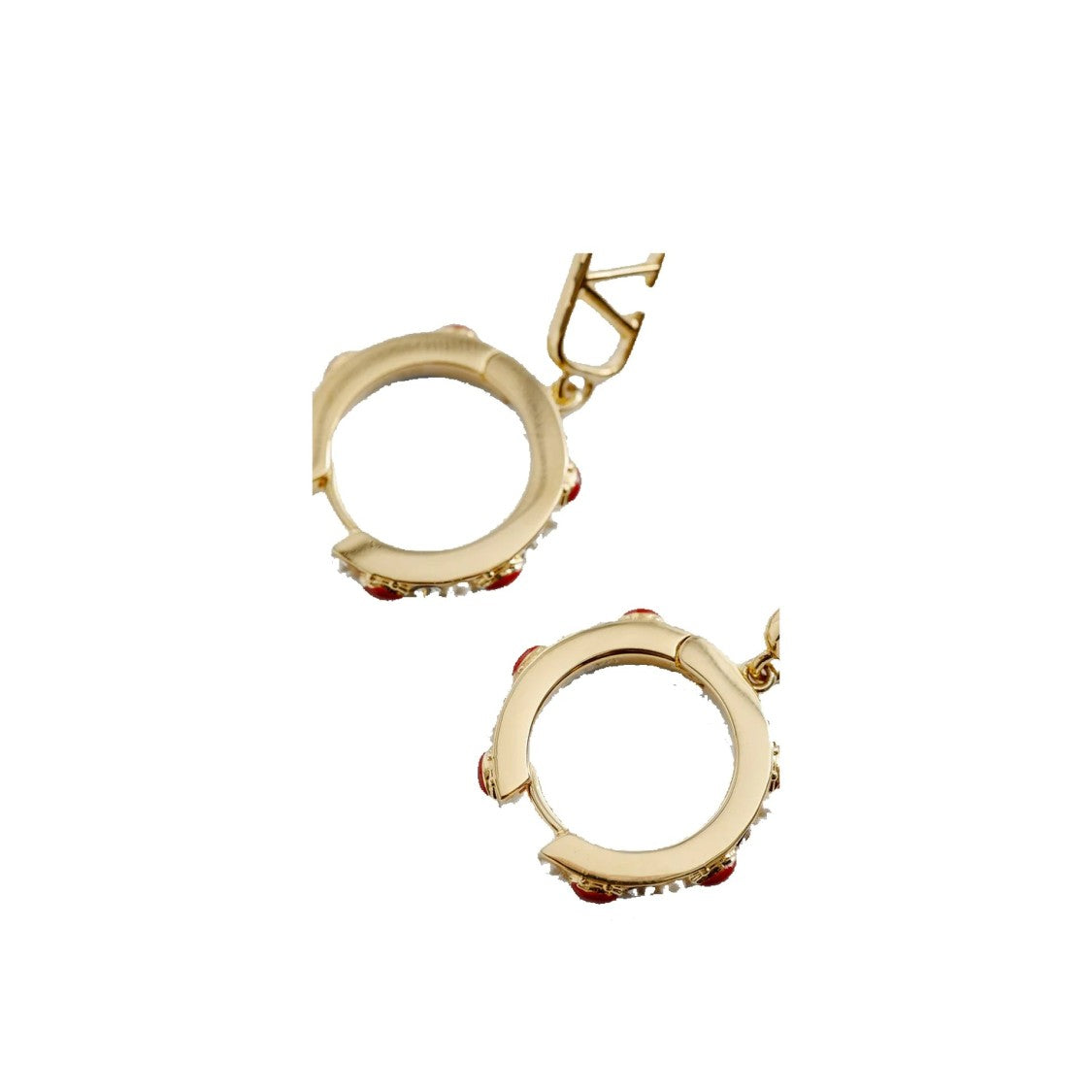 Valentino Bejeweled Gold-Tone Hoop Earrings