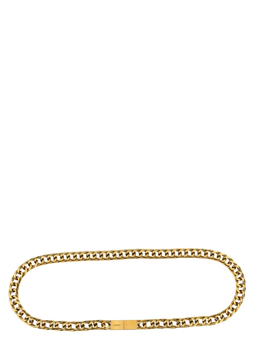 Saint Laurent Antiqued Brass Chain Belt With Interlocking Closure