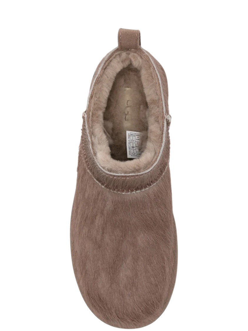 Ugg Calf-Hair Logo-Patch Ankle Boots