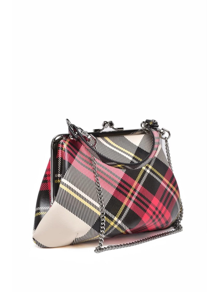 Vivienne Westwood Black Polyurethane Plaid Frame Clutch