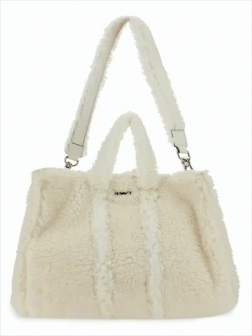 Sunnei Textured Cream Tote Bag With Detachable Strap