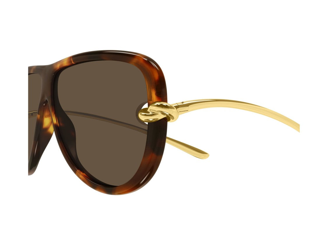 Bottega Veneta Bv1513s Tortoiseshell Gold Temple Oversized Sunglasses
