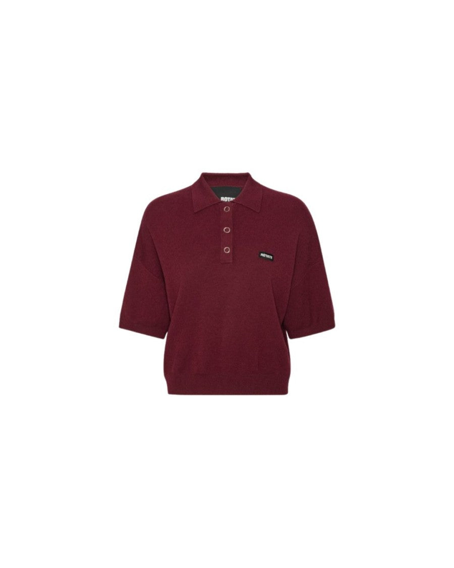 Rotate Ellia Slinky Flowy Knit Polo Shirt