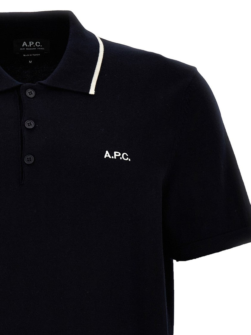 A.P.C. Short-Sleeve Polo Shirt With Ribbed Collar