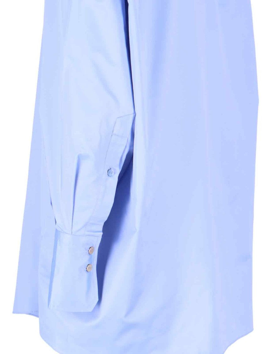 Patou Satin Finish Shirt With Classic Collar And Curved Hem