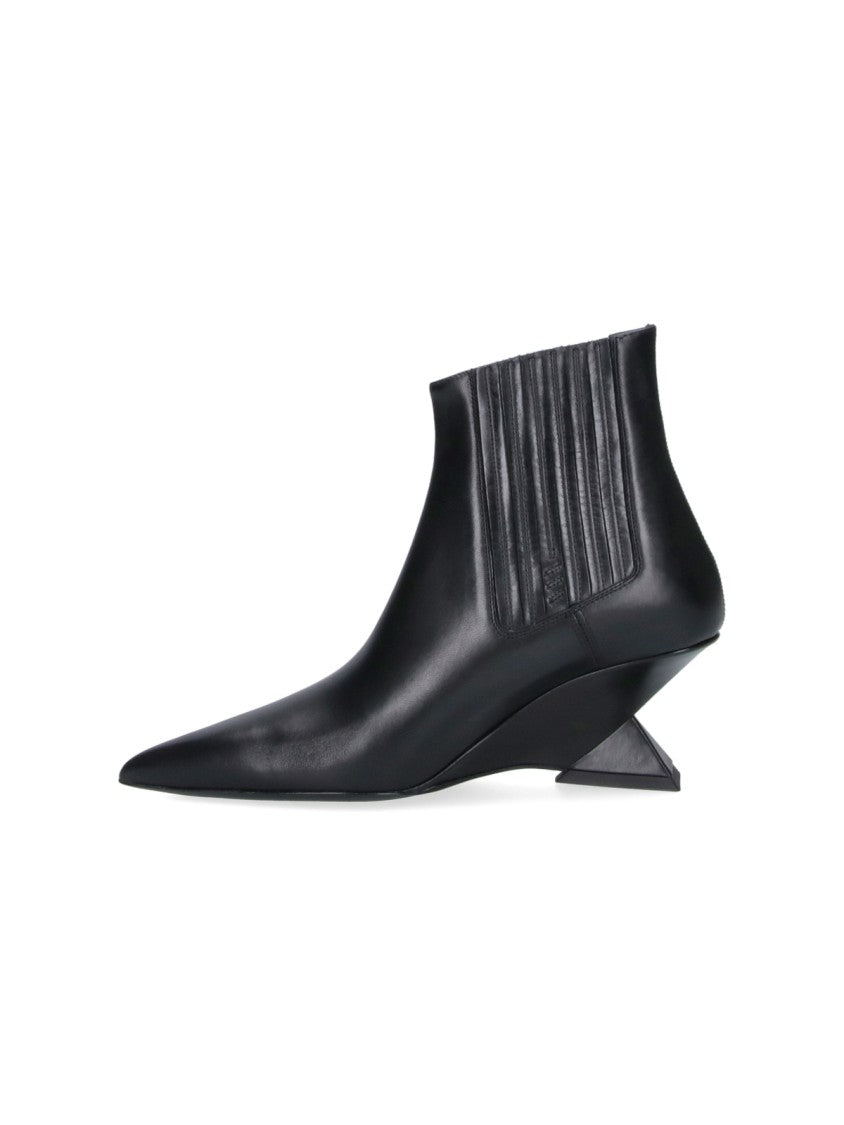 The Attico Ankle Boots With Geometric Heel And Pointed Toe