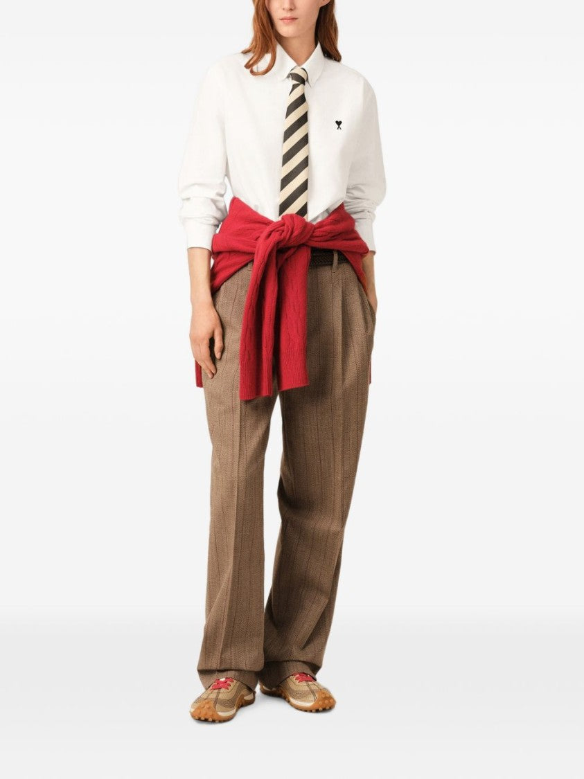 Ami Paris Button-Down Shirt With Embroidered Heart And Letter 'A'