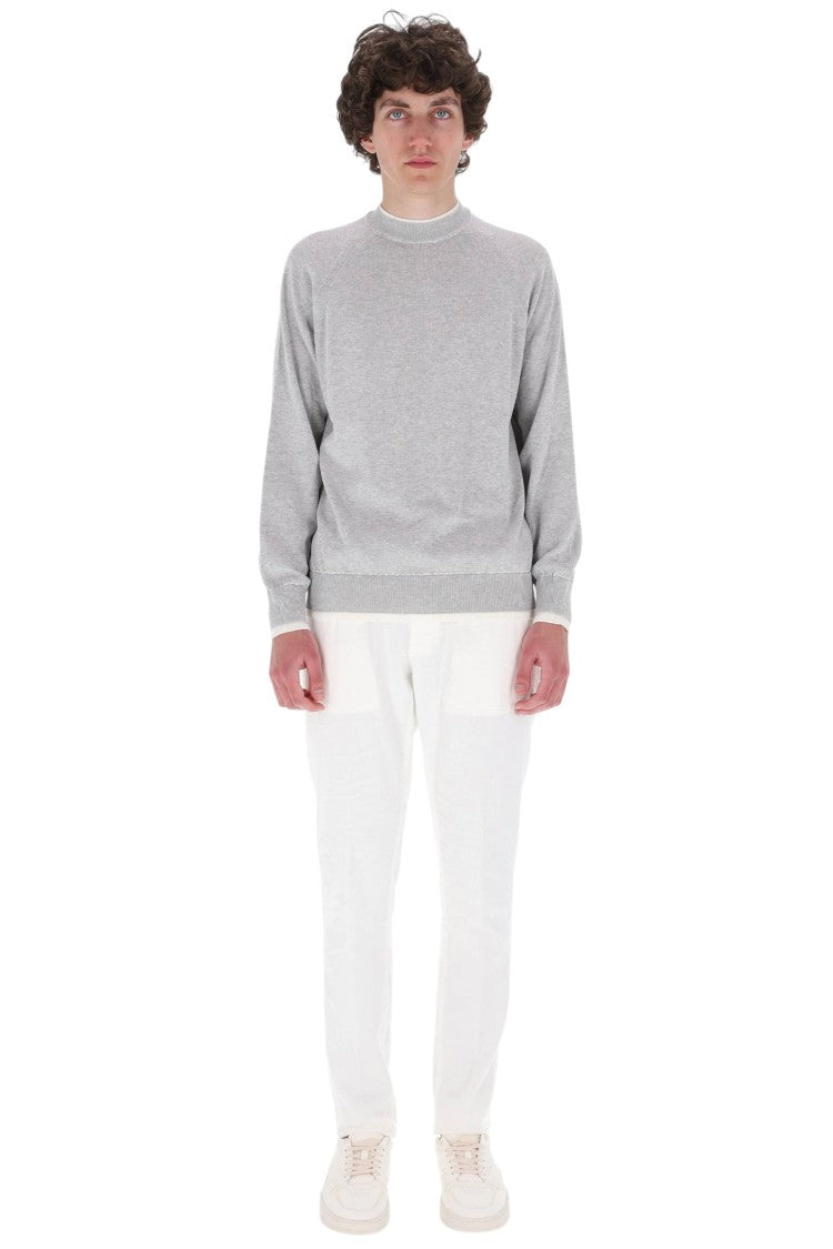 Eleventy Layered-Effect Contrast Trim Crewneck Sweater