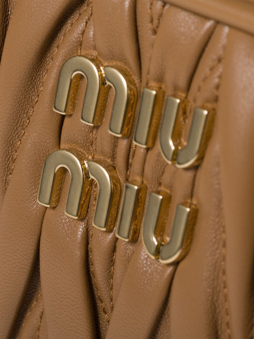 Miu Miu Textured Leather Handbag With Gathered Detailing