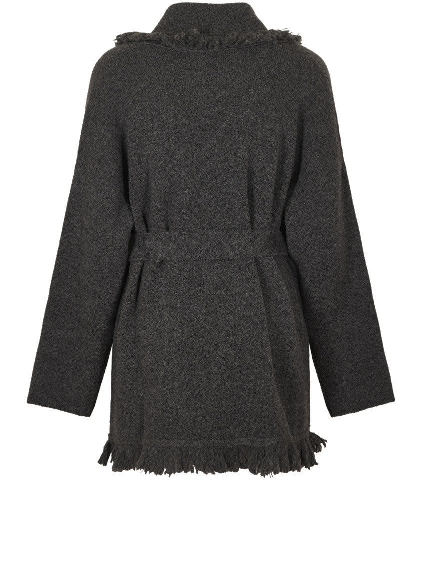 Alanui Relaxed Fit Cashmere Cardigan With Shawl Collar And Fringed Edges