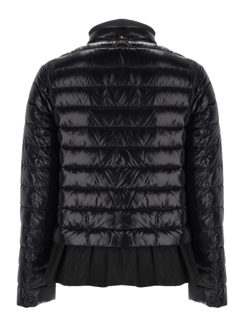 Herno Neutrals Shiny Ruffled Hem Polyamide Down Jacket