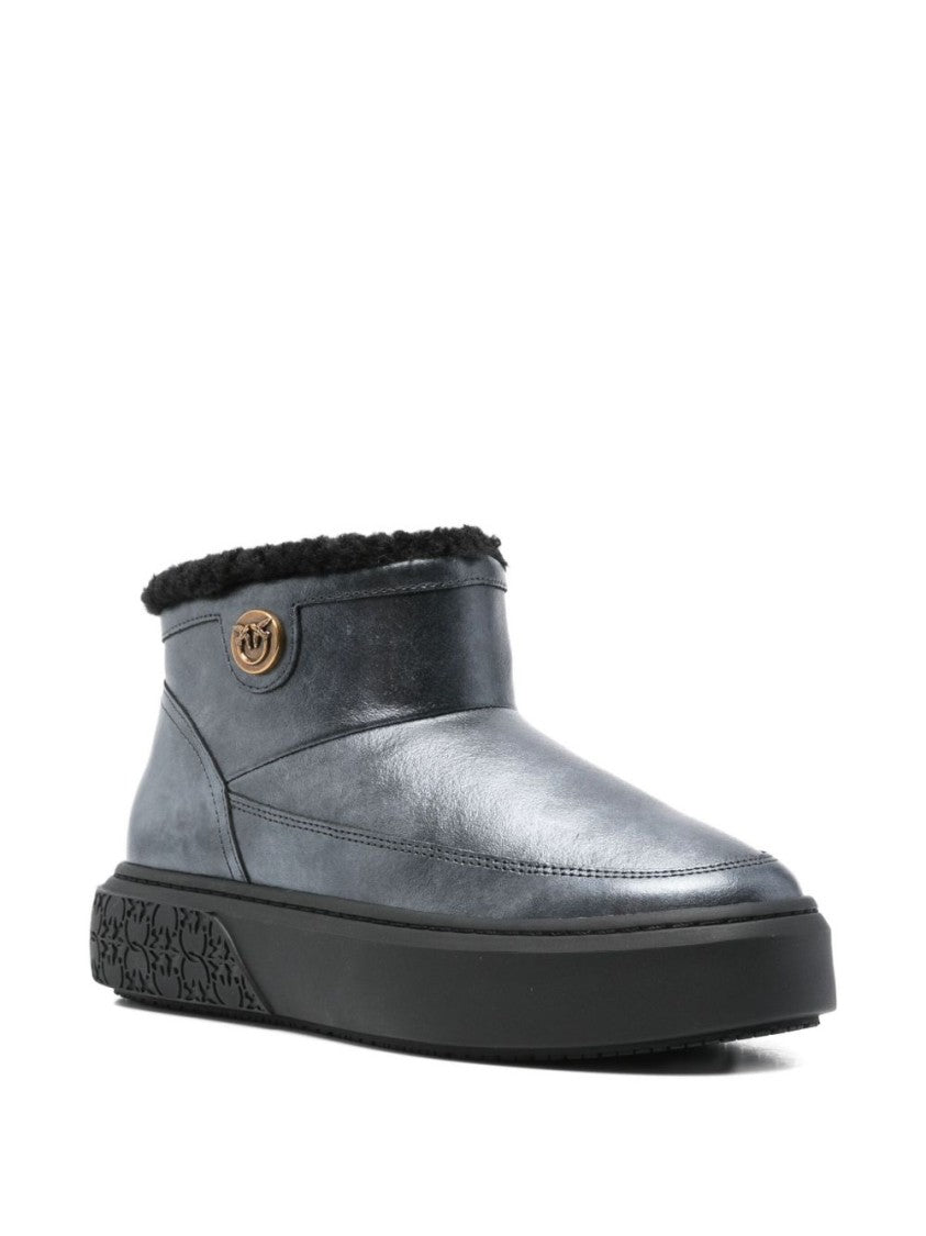 Pinko Calfskin Ankle Boots With Embossed Sole