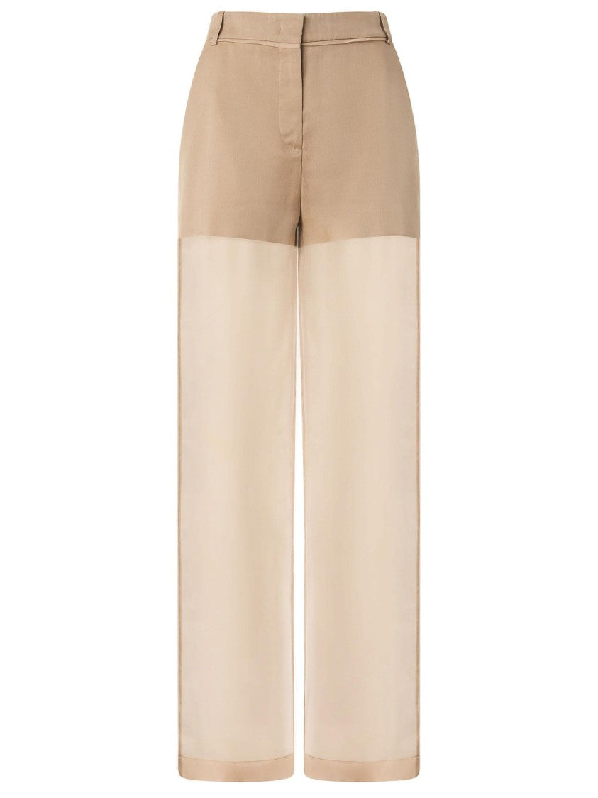 Pinko Transparency Pants In Linen And Organza
