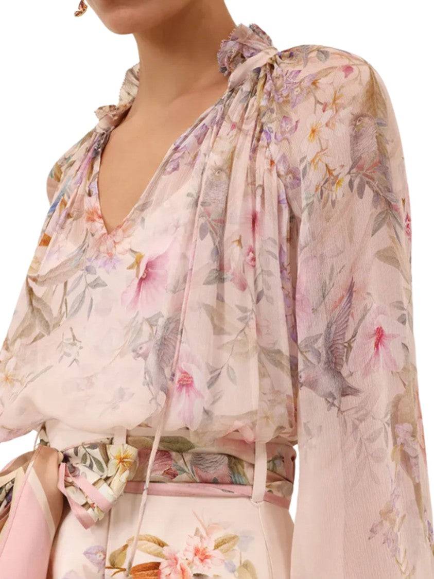 Zimmermann Cream Floral Print Viscose Blouse