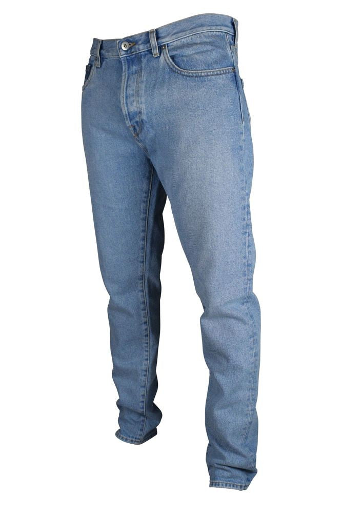 Valentino Garavani Slim Fit Blue Jeans With Leather Logo Label