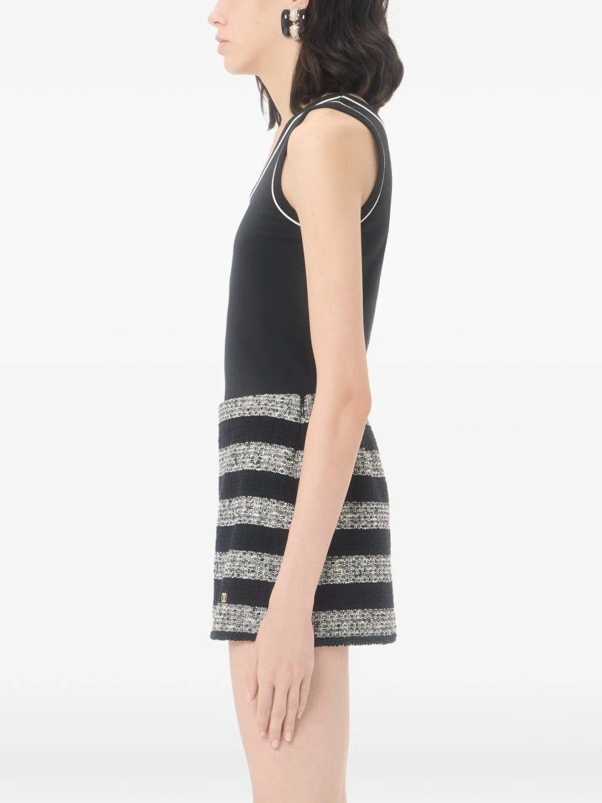 Valentino Jersey Top Sleeveless White Piping Tank