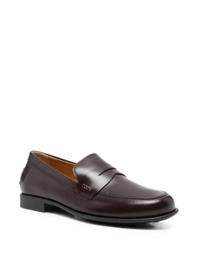 Tod's Black Polished Leather Penny Loafers