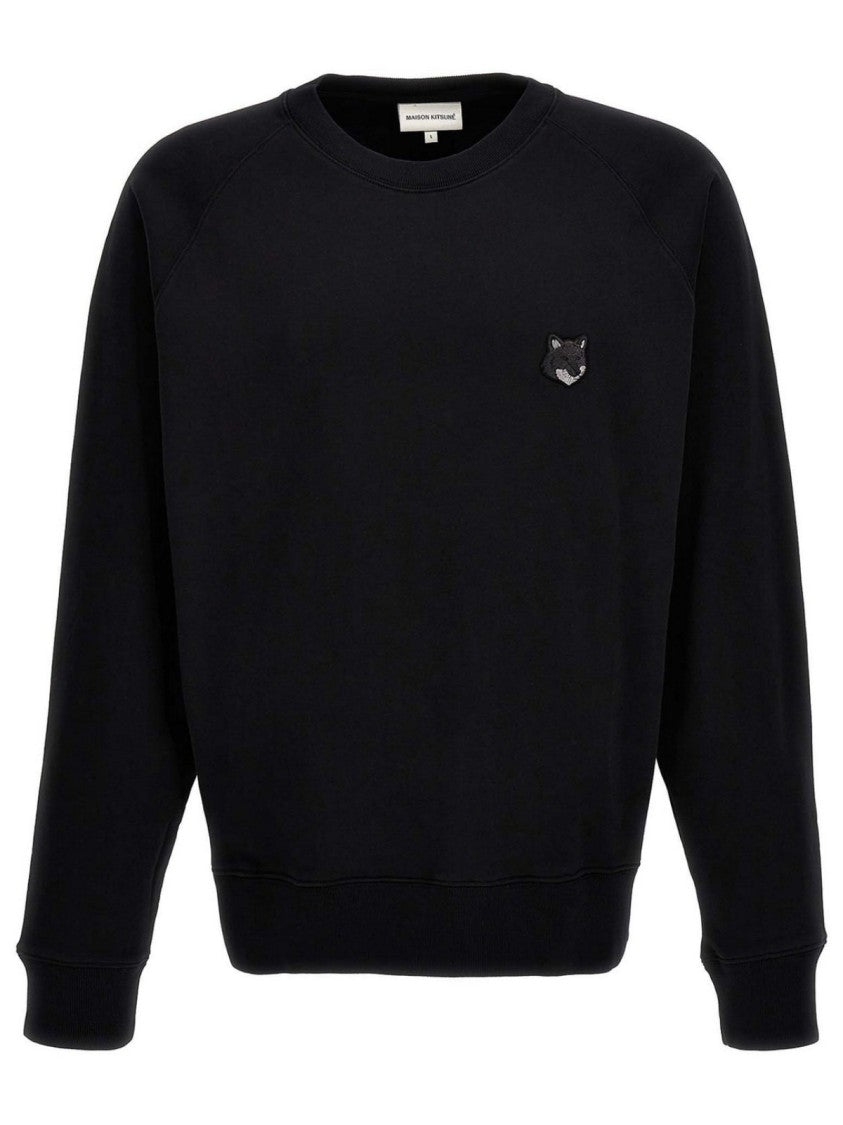Maison Kitsuné Long-Sleeve Crew Neck Shirt With Subtle Emblem And Ribbed Cuffs