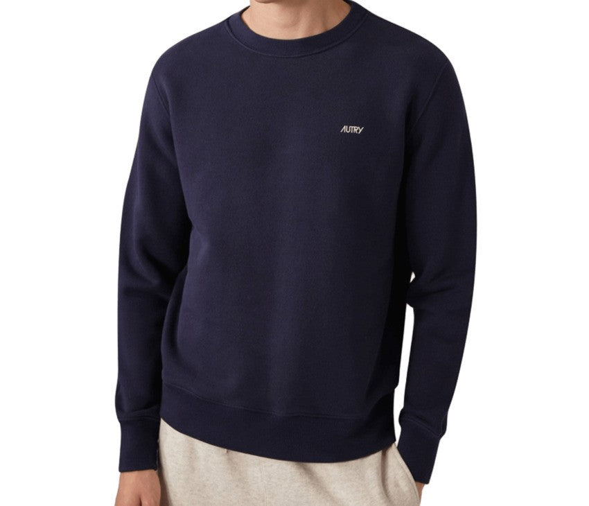 Autry Blue Crew Neck Sweatshirt With Embroidered Logo