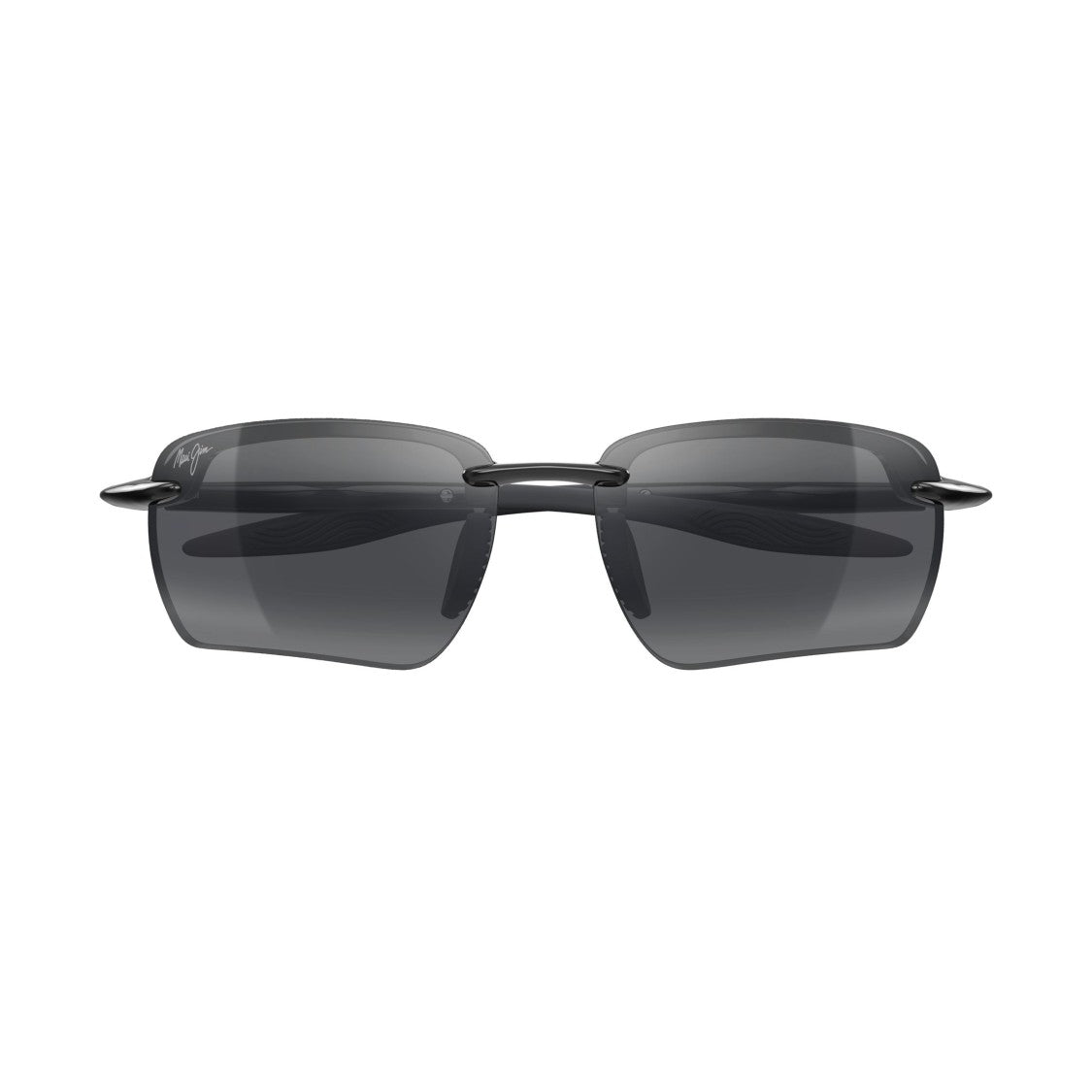Maui Jim Hookipa Ultra G Rimless Black Sunglasses With Rectangular Lenses